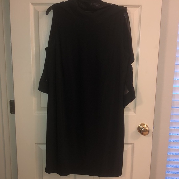 Black Jersey tank dress with sheer and sequin over - Picture 5 of 11
